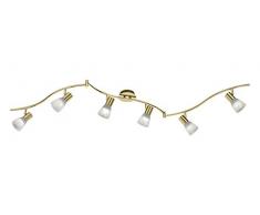 Trio Lighting Lámpara de techo E14, 6 W, 6er-Schiene Messing matt, 6 luces