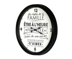 THE HOME DECO FACTORY Reloj la Vida en Familia, PP, Negro, 50 x 6 x 50 cm