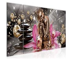 Imagen de Buda orquÃ­dea mural de 200 x 80 cm â Lienzo XXL formato pared imÃ¡genes de salÃ³n decoraciÃ³n decoraciÃ³n impresiones artÃ­sticas rosa 5 piezas â Fabricado en Alemania â listo para colgar 505355a