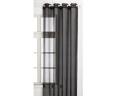 Lovely Casa Monna R61697001VL - Visillo de poliéster, 135 x 260 cm, 100% poliéster, negro, 135x260x cm