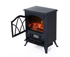 HomCom Chimenea Eléctrica Móvil Tipo Estufa de Pie 900W/1800W - Color Negro - 41.5x28x54cm