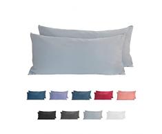 Komfortec Juego de 2 Fundas de Almohada de 100% algodÃ³n, 40 x 80 cm, Muy Suave de Punto, 150 g/mÂ², Funda de cojÃ­n, Color Gris