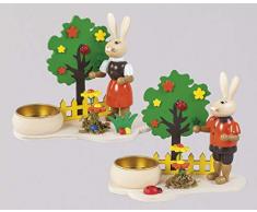 HGD Lámpara de Pascua, diseño Conejo, para 1 Vela, Madera, carbón, Normal
