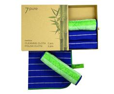 7.pure Juego de bambú, 2 paños de Limpieza y 3 gamuzas de Pulido, sin Productos de Limpieza, Antibacteriano, sin Pelusas, sin Polvo, fácil de Limpiar, Trapos de Limpieza, limpiacristales, paños