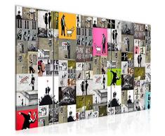 Imagen de Collage Banksy Street Art de 200 x 80 cm, Lienzo de Fieltro, tamaÃ±o XXL, para salÃ³n, decoraciÃ³n, Impresiones de Colores, 5 Piezas, Fabricado en Alemania, Listo para Colgar 302755a