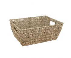 JVL - Cesta Rectangular de Junco Marino 37,5 x 28,5 x 15,5 cm.