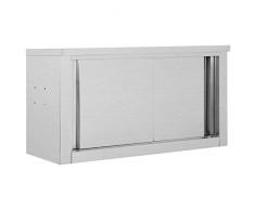 vidaXL Armario de Cocina con Puertas correderas, 90 x 40 x 50 cm, Acero Inoxidable