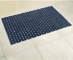WENKO Alfombra para baÃ±era Bamboo azul oscuro - parte inferior antideslizante, BambÃº, 50 x 80 cm, Azul oscuro