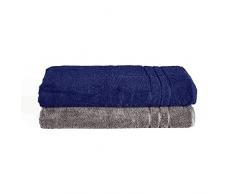 Komfortec Toallas 2 para Sauna, 80 x 200 cm, 100% algodÃ³n, 470 g/mÂ², Toalla de Ducha Grande, Suave, de Secado rÃ¡pido, Gris Antracita/Azul Marino