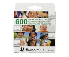 Exacompta Recambios Pack de 600 Pegatinas Autoadhesivas de doblecara para Fotos, Blanco, 9.00x9.00x2.50 cm, Unidades