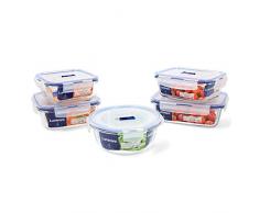 Luminarc Pure Box Active Set 5 recipientes hermÃ©ticos de Vidrio, Extra Resistentes, Sin BPA, VÃ¡lvula para microondas, 0,76 + 0,82 + 0,92 + (2x1,22) L