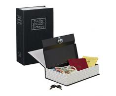 Relaxdays Caja Fuerte Camuflada como Diccionario InglÃ©s con 2 Llaves, Madera, Negro, 5.5x15.5x24 cm