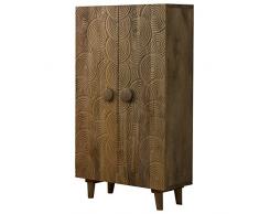 DRW Armario con 2 Puertas de Madera de Mango con Dibujos 76x35x140cm, 76 x 35 x 140 cm