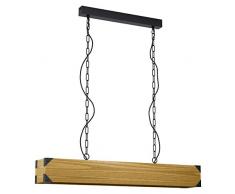 Eglo Harborough , LÃ¡mpara de techo colgante industrial, vintage, retro, de acero y madera en negro, marrÃ³n, lÃ¡mpara de mesa de comedor, lÃ¡mpara de salÃ³n colgante con casquillo E27