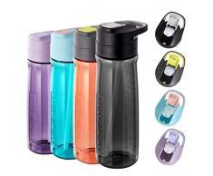 TITIROBA TKK Sport - Botella con pajitas, 700 ml, color negro