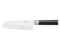 Fiskars Cuchillo Santoku festoneado, Sensei, Longitud total: 29,5 cm, Acero inoxidable alto carbono/plástico, 1024271