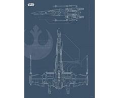 Komar Wandbild Von Star Wars Blueprint X-Wing | Kinderzimmer, Jugendzimmer, Dekoration, Kunstdruck | ohne Rahmen | WB179-50x70 fotomural, carbÃ³n