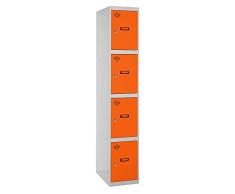 SimonRack SIMONLOCKER Prof. Mon. 4 Doors 1/4 300 GR/NA Taquilla Metalica, Gris/Naranja, Grande