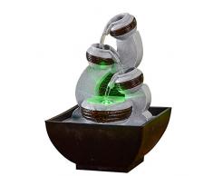 Fuente Kara â Fuente de Interior Cascade Jarre â Decoración para el hogar Zen Relax â Idea de Regalo â Fuente de Mesa LED â Circuito Cerrado â Negro y Gris â Altura 18 cm â ZenLight