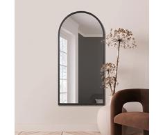MirrorOutlet The Arcus - Espejo de Pared con Marco Negro Moderno, de Longitud Completa, 140 cm x 70 cm, Espejo Plateado con Respaldo Negro para Todo Tipo de Clima