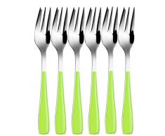 Bugatti ezmu-057f17/6 Essenza 6 Piezas Juego de Cubiertos para Tartas Tenedores San/Acero Verde 16 x 20 x 3 cm