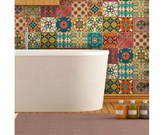 16 pegatinas de pared de cocina - Adhesivo de pared - Mural de azulejos de cemento adhesivo - Adhesivos de pared de Azulejos - Adhesivo de azulejo de baño adhesivo 10 x 10 cm - 16 piezas