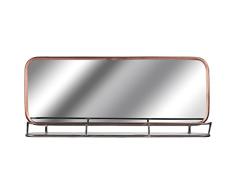 Hill Interiors Espejo de Pared Industrial Efecto Cobre con Estante, Cristal, Metal, 14 x 80 x 34,5 cm