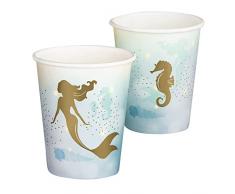 Boland 50013 - Juego de 10 tazas de fiesta de sirena, 210 ml, ecolÃ³gicas, 100% papel, cumpleaÃ±os