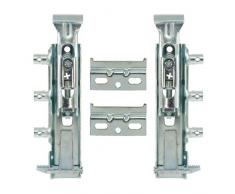 Syskor 2 Juegos Ajustable Cocina Colgador Oculto para Muebles Suspendidos Soporte para Colgar Armarios, la Carga: 65 Kg Placa + 2X Tapas Blancas, Niquel, 0