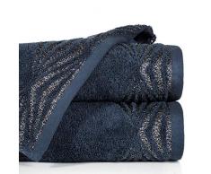 Eurofirany - Juego de 3 Toallas de Mano de algodÃ³n Azul Marino con Costuras metÃ¡licas y Ribete con Purpurina, 70 x 140 cm