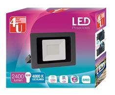 4U LED Proyector - Foco de Exterior de Potencia 30 W, Resistente al Agua con ProtecciÃ³n IP65, Luz Blanca 4000K, Color Negro