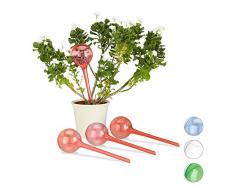 Relaxdays Set Autorriego para Macetas, PlÃ¡stico, 4 Unidades, Rojo, 4 Uds