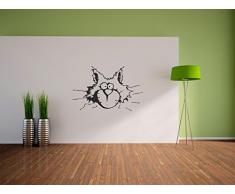 Pixxprint Loco de Gato Pegatinas de Pared de la decoración para la casa, el sueño y la habitación de los niños, 900 x 570 mm