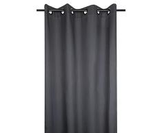 Lovely Casa R64689011 Nelson - Cortina con Ojales (poliéster, 135 x 240 cm), Color Gris Oscuro