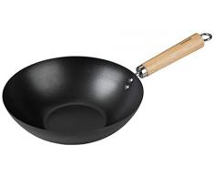 Fackelmann SartÃ©n wok de 26 cm â Wok para cocinar, guisar y freÃ­r â Apto para cocinas de gas, vitrocerÃ¡mica y elÃ©ctricas â Mango de madera de acacia de alta calidad