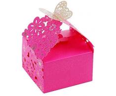 AKORD 50 Cajas de Regalo de Caramelos para Boda, Papel, Papel, Rosa (b), 150 x 150 x 60mm