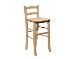 Ok Affarefatto Maddaloni Snek - Silla Taburete de Madera Maciza de 67 cm de Altura Desde el Suelo al Asiento sin Pintar para casa, Pub, Restaurante, Bricolaje, ya montada