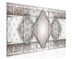 023555b - Cuadro de pared con diseño abstracto de mandala (200 x 80 cm, lienzo XXL, 5 piezas, fabricado en Alemania, listo para colgar), color marrón