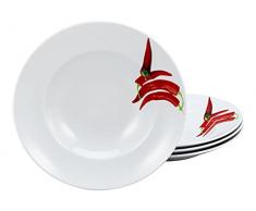 CreaTable, 23434 Serie CHILLI, juego de vajilla, platos de pasta, 4 piezas