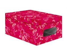 Compactor Home 25 cm PVC y Caja de almacenaje de cartón Color, Fucsia