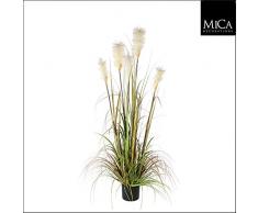 Mica Decoraciones 987718 Primavera Hierba Foxtail Blanco Planta Artificial en Maceta de plástico, PVC, Verde, 20 x 20 x 150 cm