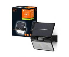 LEDVANCE ENDURA SOLAR DOUBLE Sensor-Proyector solar, foco LED con sensor de movimiento y sensor de luz diurna, de acero inoxidable, iluminación exterior con protección IP44, 3000K