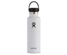 Hydro Flask Botella de agua isotÃ©rmica de 621Â ml (21 oz), acero inoxidable y doble pared al vacÃ­o, boca estÃ¡ndar con tapÃ³n Flex hermÃ©tico, White