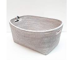 BYRMAY 97538 - Cesta Familiar Grande, Mimbre, Blanco, Talla única