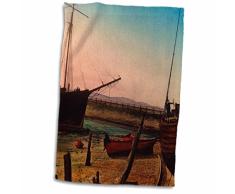 3dRose - Toalla de Linterna mágica, diseño de Barco de Pesca, Color Blanco, 38 x 55 cm