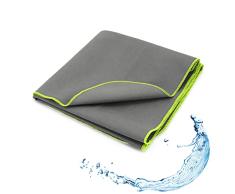 SETEX Toalla Deportiva Evolon(R) para Hombre y Mujer, Ideal para Gimnasio, Gris Claro con Costuras Amarillas, 50 x 100 cm