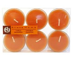 Eliana Home Conjunto 6 tealights Canela Mandarina, Cera, Naranja, 10.70x7.70x1.90 cm, 6 Unidades