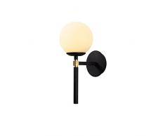Aplique de pared, metal , negro blanco, 15x20x37, casquillo E 27 Max 40 W