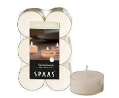 Spaas - Velas, Cera de parafina, Taza de plástico, Blanco, Spiritual Jasmine