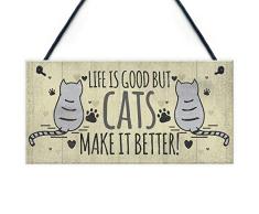 RED OCEAN Cartel divertido gato para colgar en la casa del gato en la pared, regalo de Navidad para los amantes de los animales